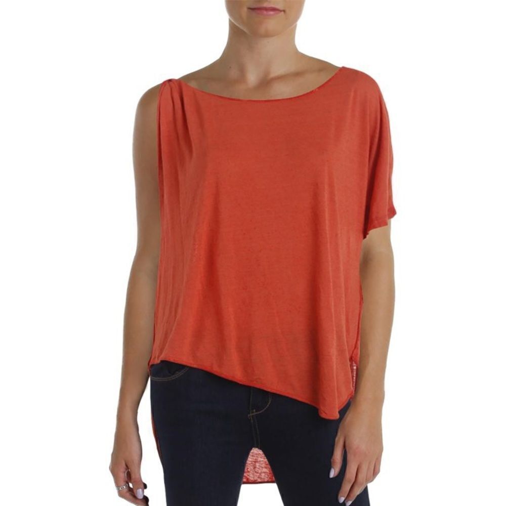 Free People Asymmetrical One Shoulder Draped Boho Top Rust Orange Small NWT